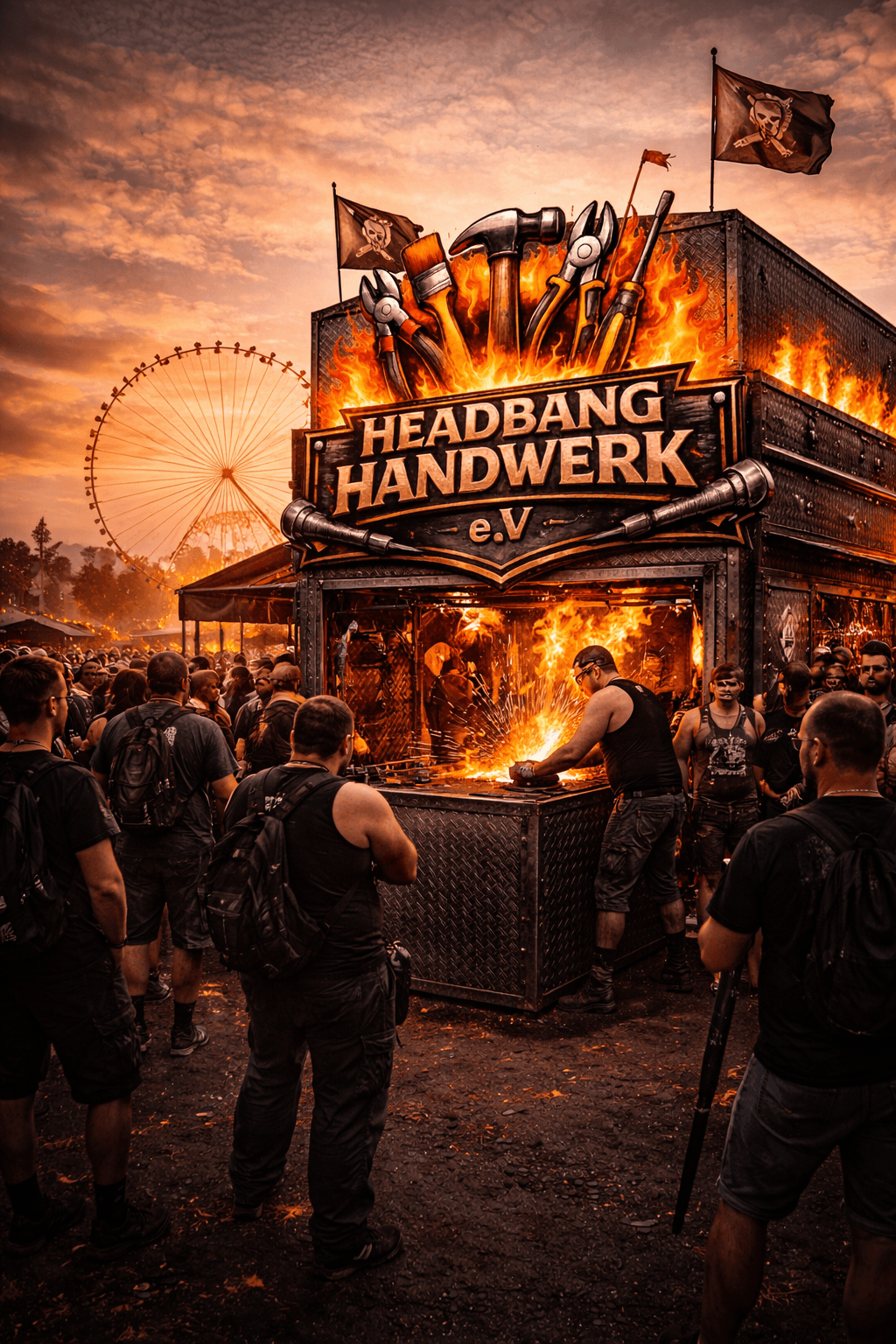 Headbang Handwerk Stand auf einem Festival